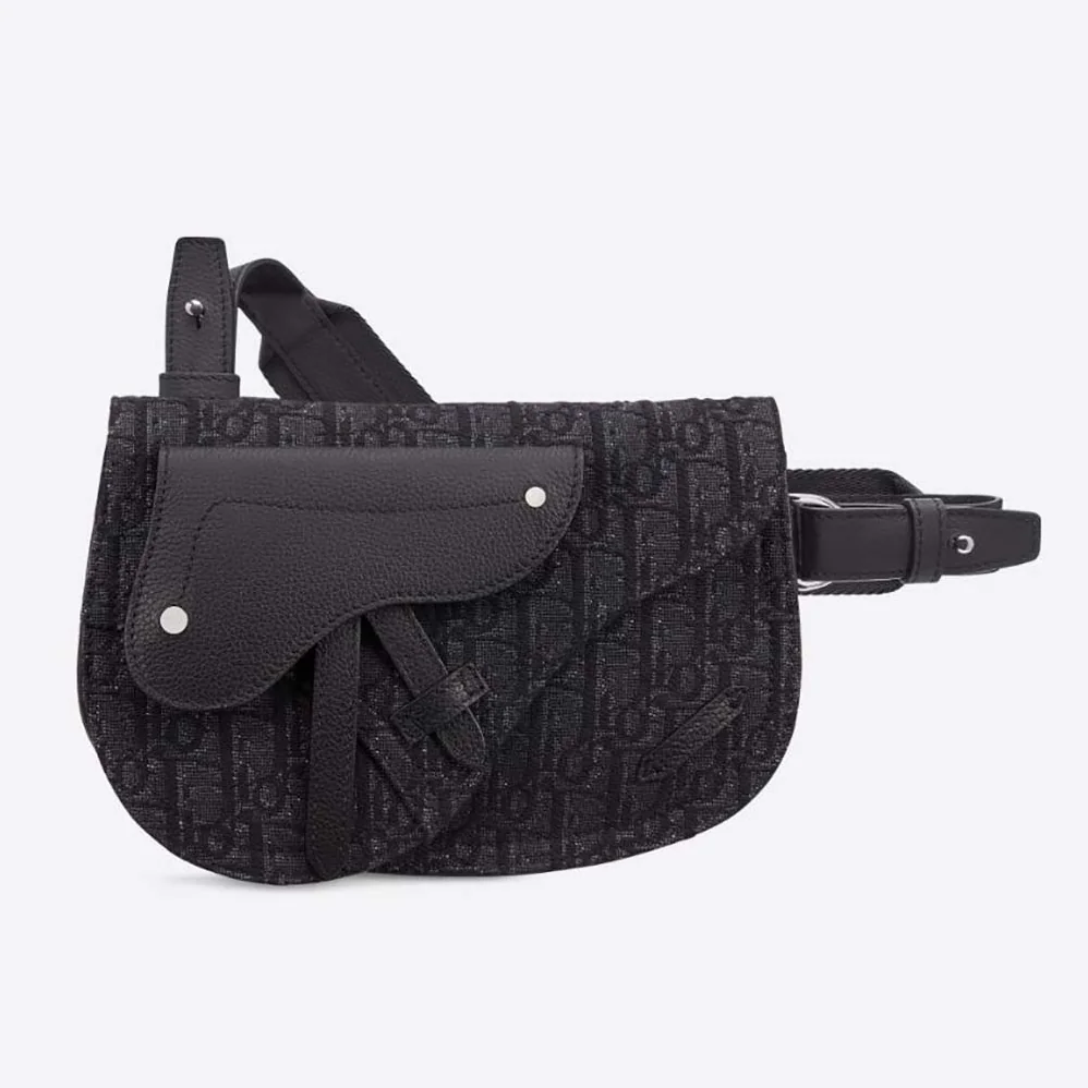 Dior Saddle Pouch Dior Oblique Jacquard for Men in Black Dior Saddle Pouch Dior Oblique Jacquard for Men in Black