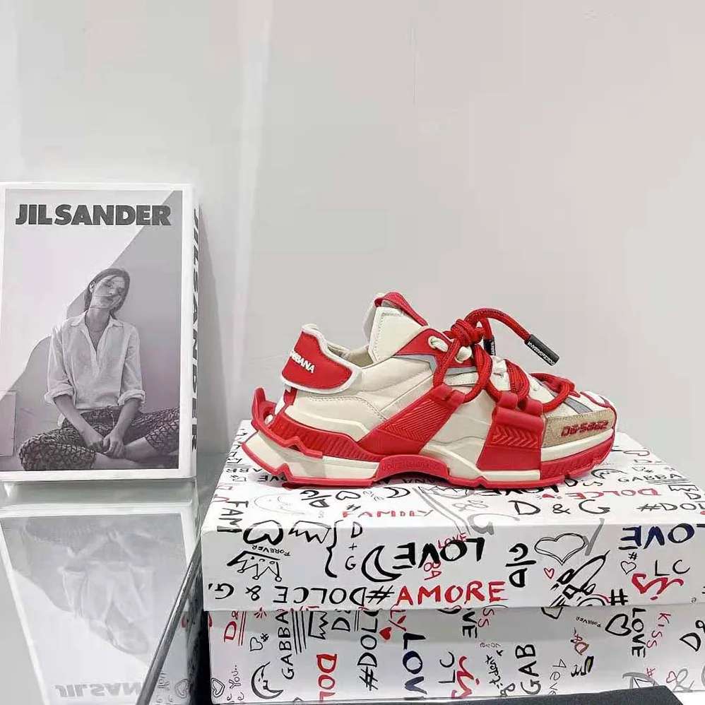 Dolce Gabbana D&G Mixed-Material Space Sneakers for Men in Red