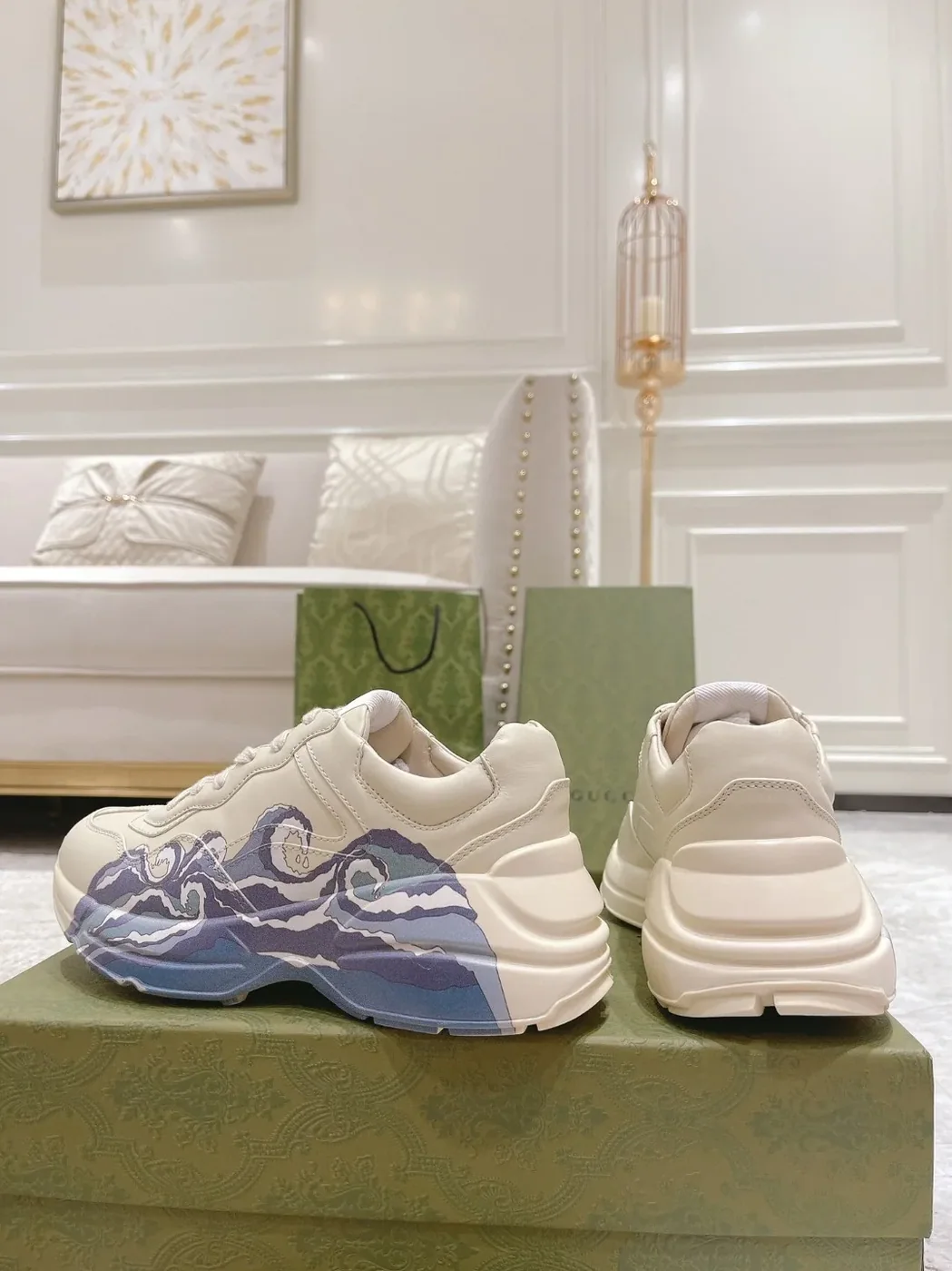 Gucci Rhyton Sneaker With Wave White Gucci Rhyton Sneaker With Wave White
