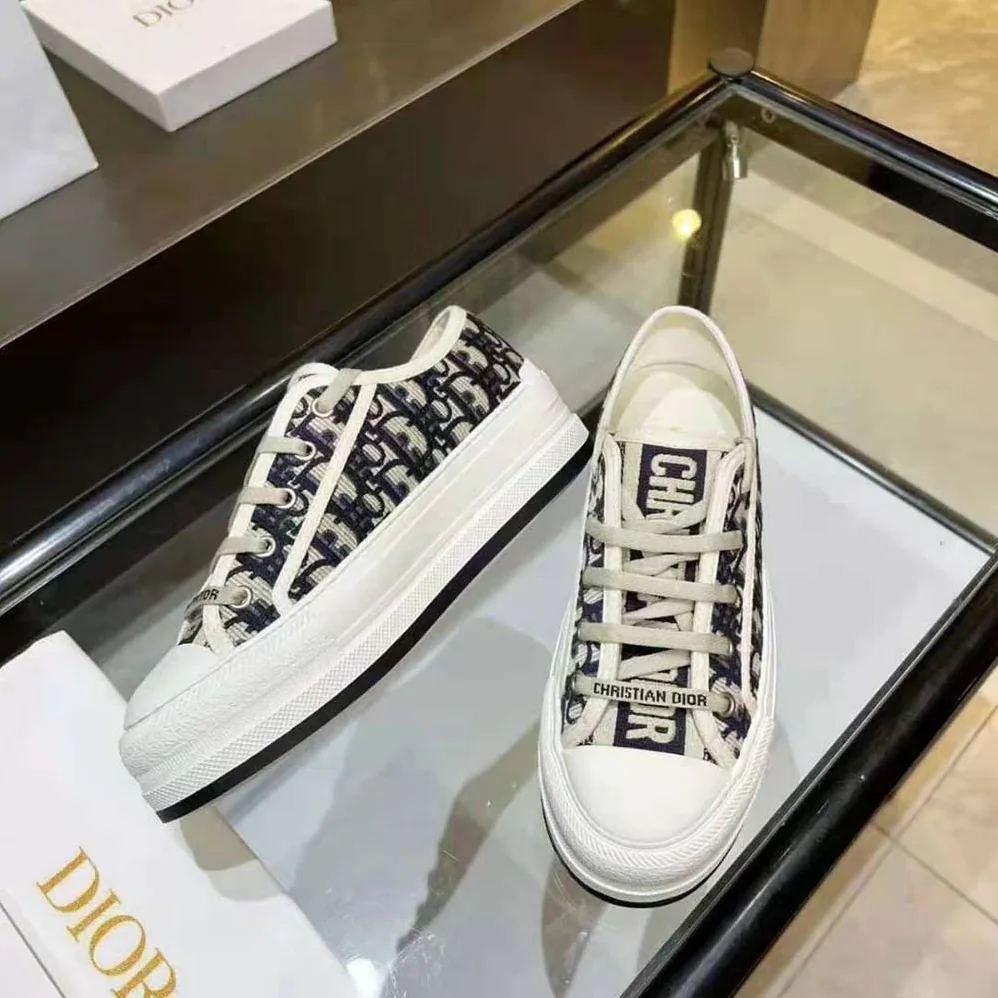 Dior Walk'N'Dior Platform Sneaker Deep Blue Dior Oblique Embroidered Cotton for Women