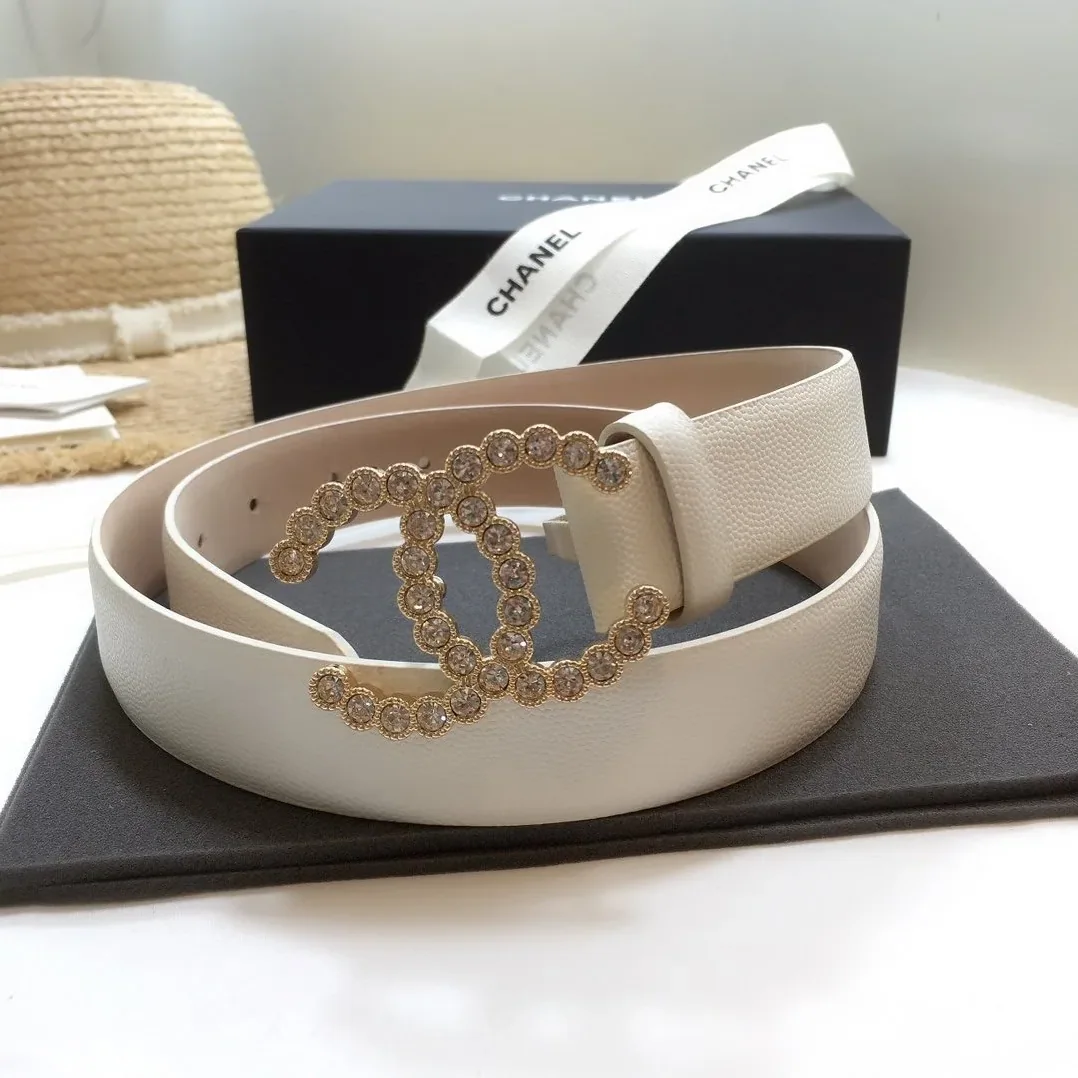 Chanel Belt With Beaded Buckle White With Gold Toned Hardware for Women