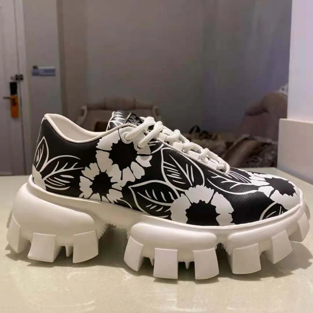 Prada Printed Nylon Sneakers for Women in Black