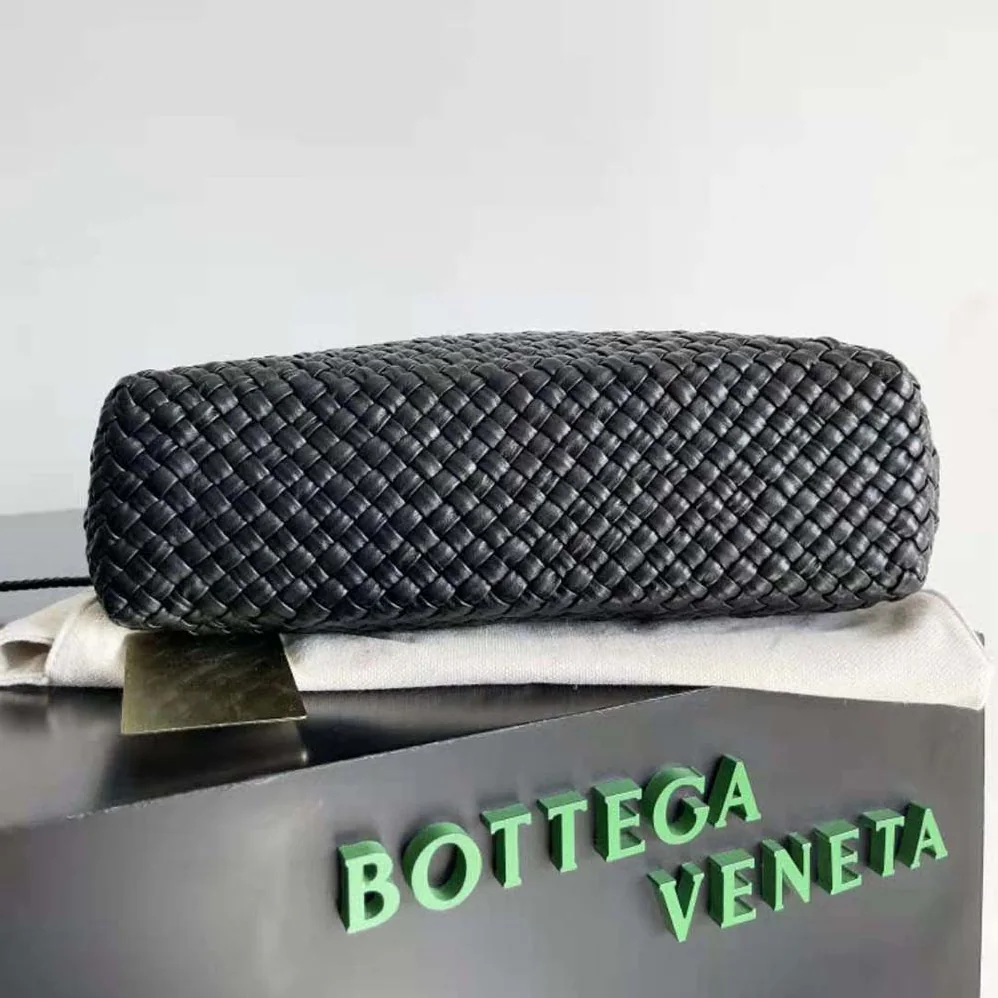 Bottega Veneta Tosca Shoulder Bag with Metallic Sphere Closure Woven for Women in Black Bottega Veneta Tosca Shoulder Bag with Metallic Sphere Closure Woven for Women in Black
