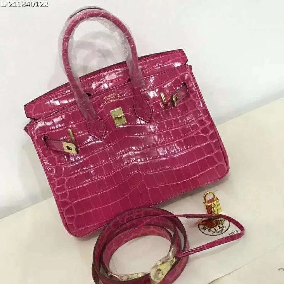 Hermes Birkin 30 Bag in Alligator Leather with Gold Hardware in Pink
