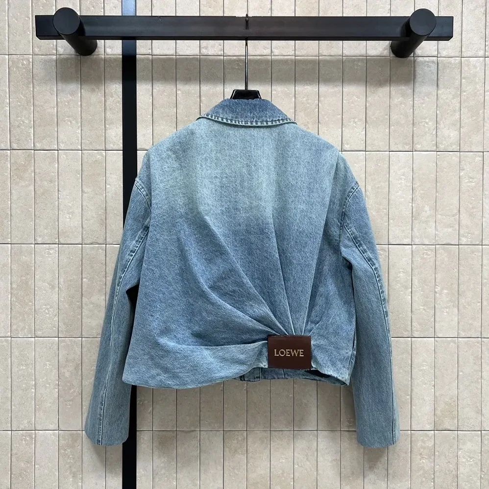 Loewe Draped Jacket In Denim for Men in Indigo Blue Loewe Draped Jacket In Denim for Men in Indigo Blue