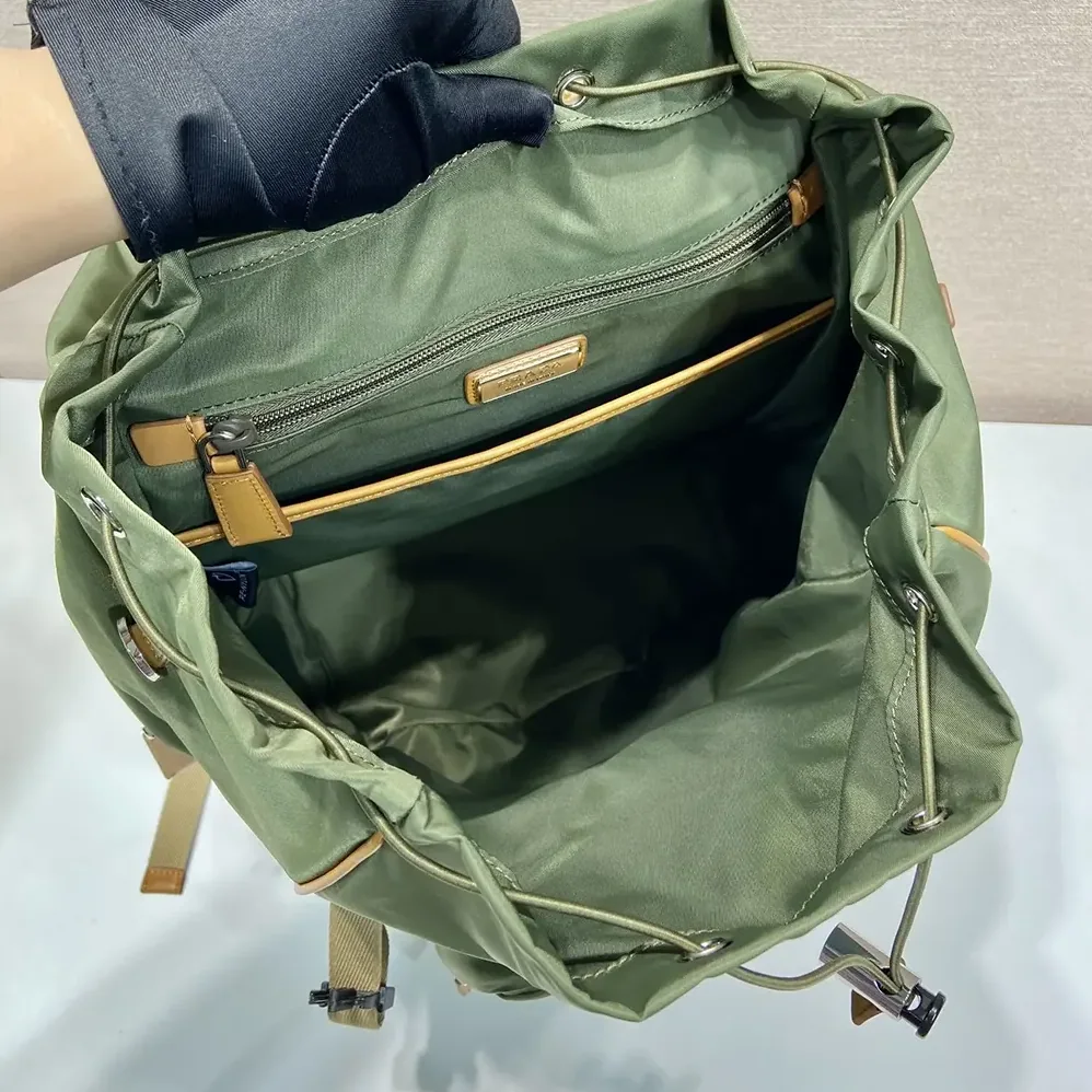 Prada Re-Nylon and Leather Backpack for Men in Dark Green Prada Re-Nylon and Leather Backpack for Men in Dark Green