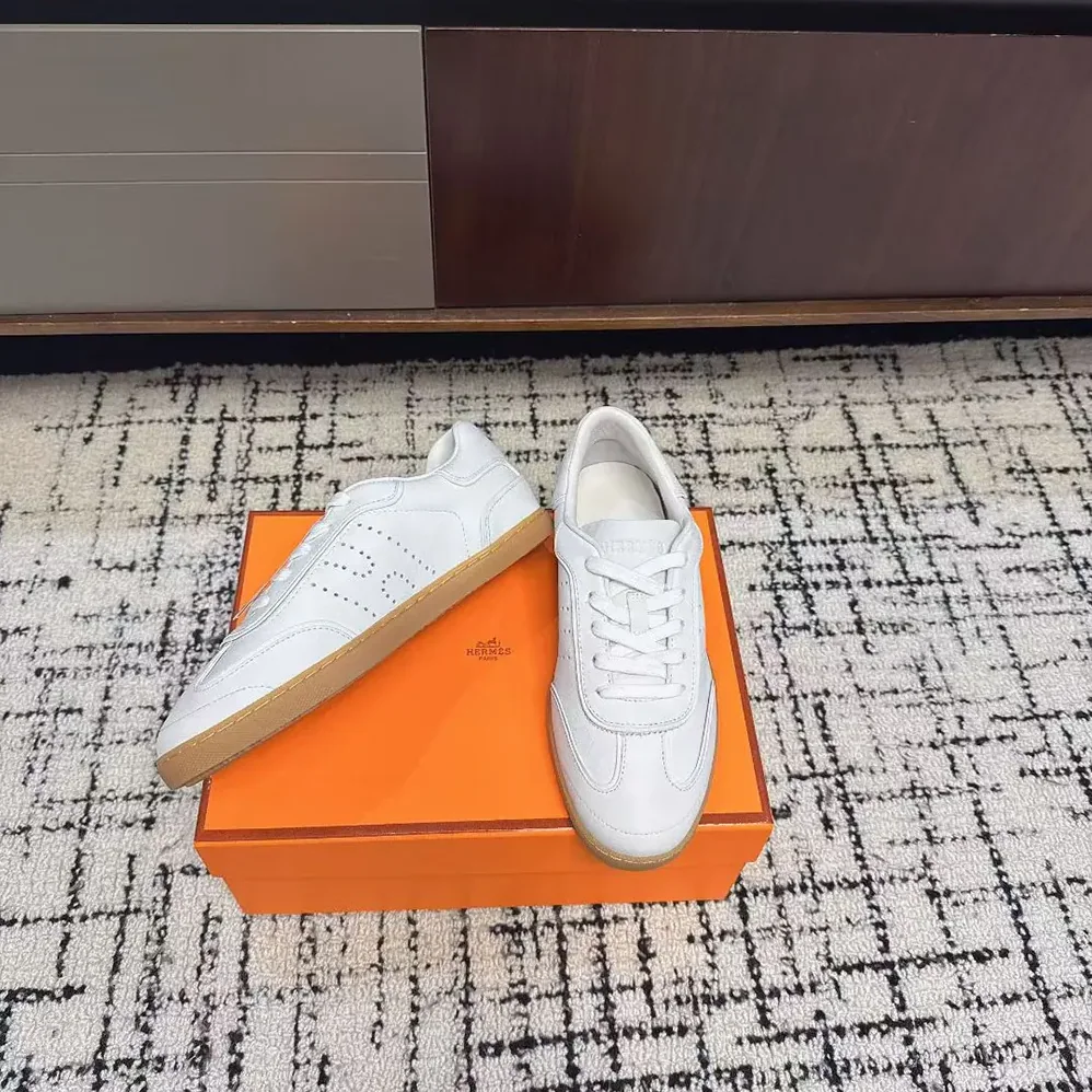 Hermes Match Sneaker in Sport Goatskin and Calfskin for Unisex in White
