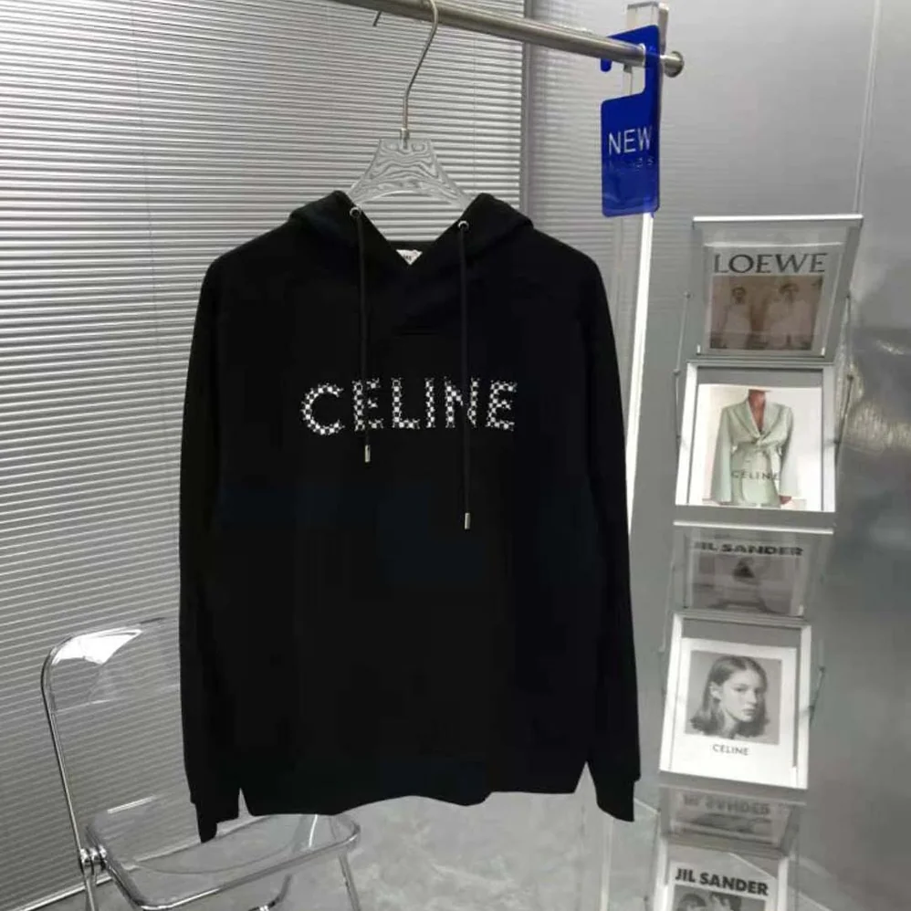 Celine Loose Sweatshirt in Cotton Fleece with Studs for Men in Black Celine Loose Sweatshirt in Cotton Fleece with Studs for Men in Black