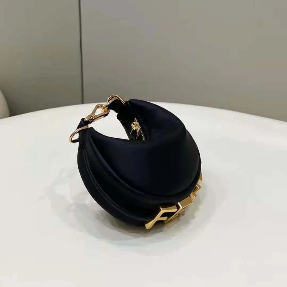 Fendi Nano Fendigraphy Black Leather Charm for Women Fendi Nano Fendigraphy Black Leather Charm for Women