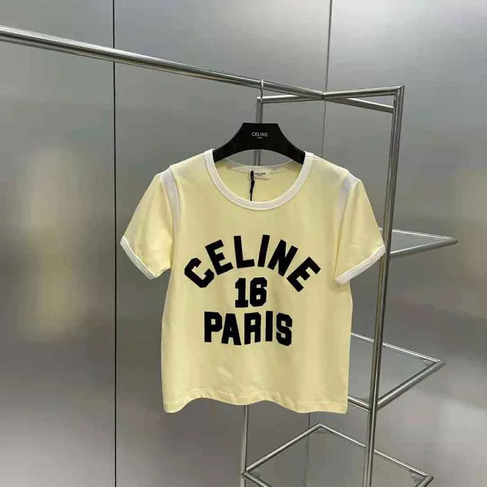 Celine 16 Boxy T-shirt in Cotton Jersey for Women in Yellow Celine 16 Boxy T-shirt in Cotton Jersey for Women in Yellow