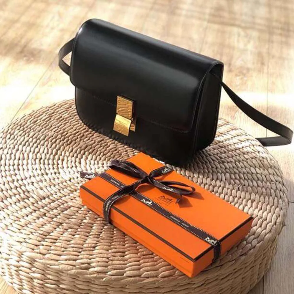 Celine Small Classic Bag in Box Calfskin Leather for Women in Black