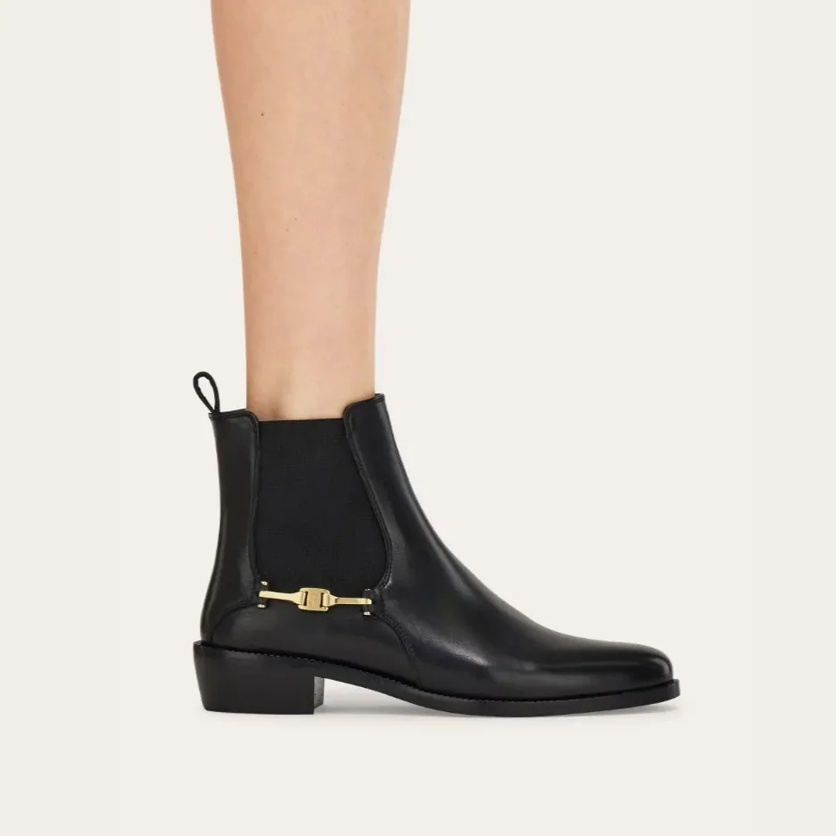Ferragamo F Buckle Chelsea Boots Black 01K234