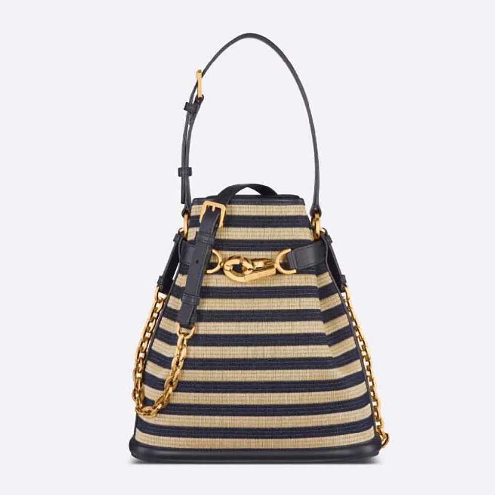 Dior Medium C'est Dior Bag Natural and Denim Blue Marinière Raffia for Women