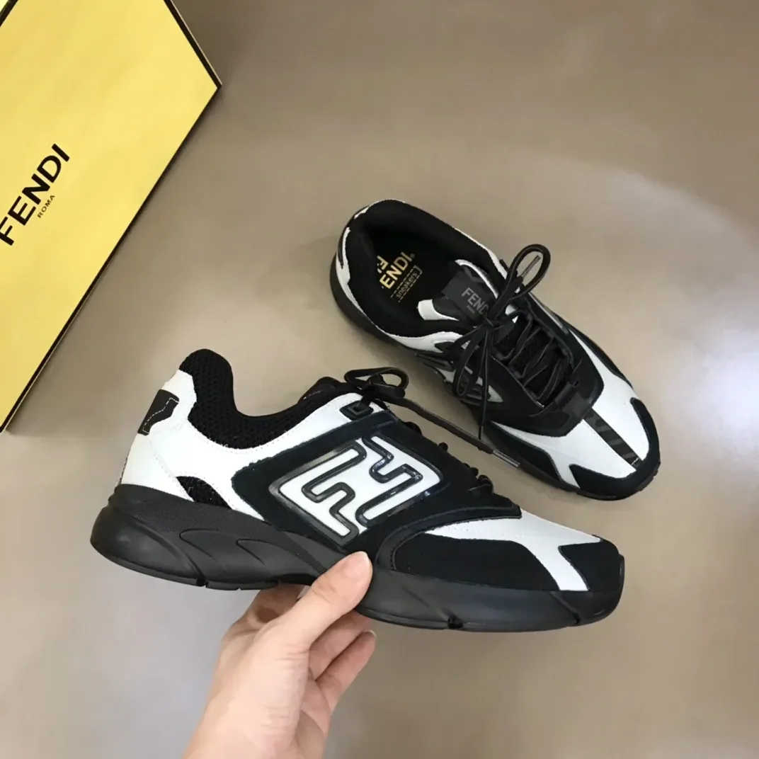 FD Fendi Faster Trainers Sneakers Black And White FD Fendi Faster Trainers Sneakers Black And White