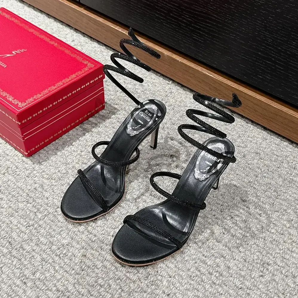 Rene Caovilla Cleo Black Sandal 80 for Women