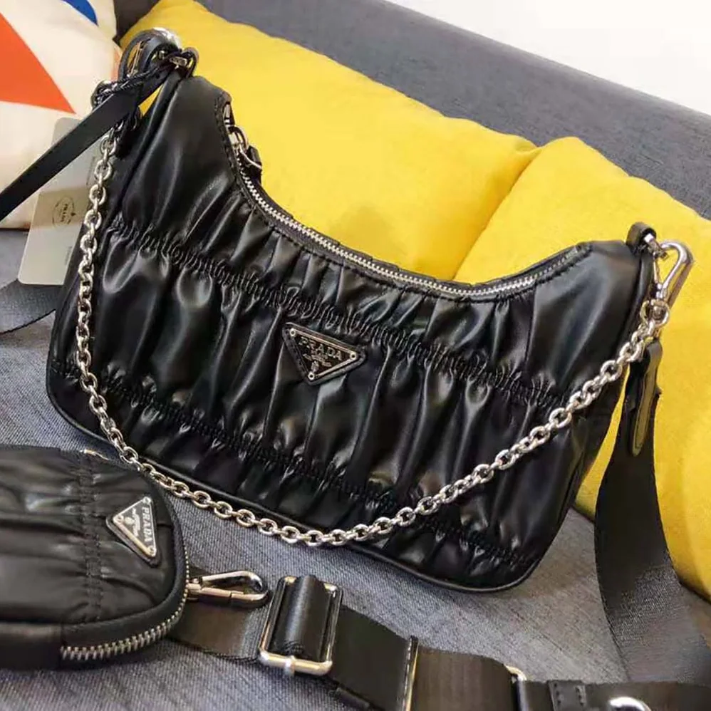 Prada Prada Re-Edition 2005 Nappa Gaufre Bag for Women in Black