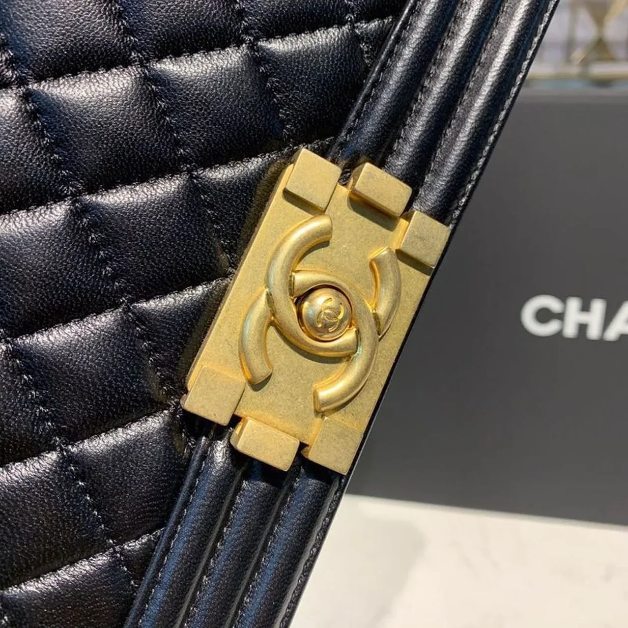 Chanel Boy Medium Crossbody Bag in Black Gold Hardware