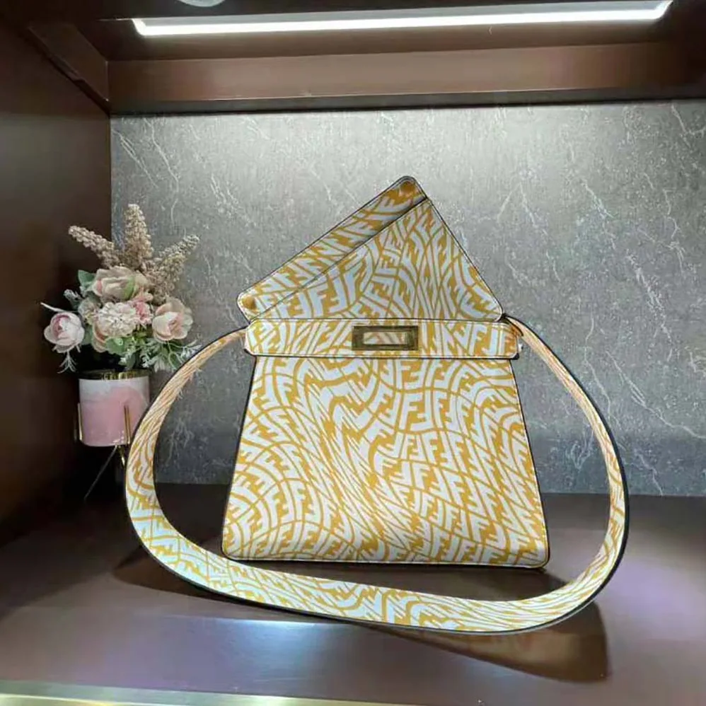 Fendi Peekaboo Iseeu Medium Yellow and white FF Vertigo Leather Bag for Women Fendi Peekaboo Iseeu Medium Yellow and white FF Vertigo Leather Bag for Women