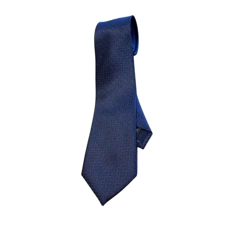 Hermes Tie 7 Faconnee New H Navy Blue