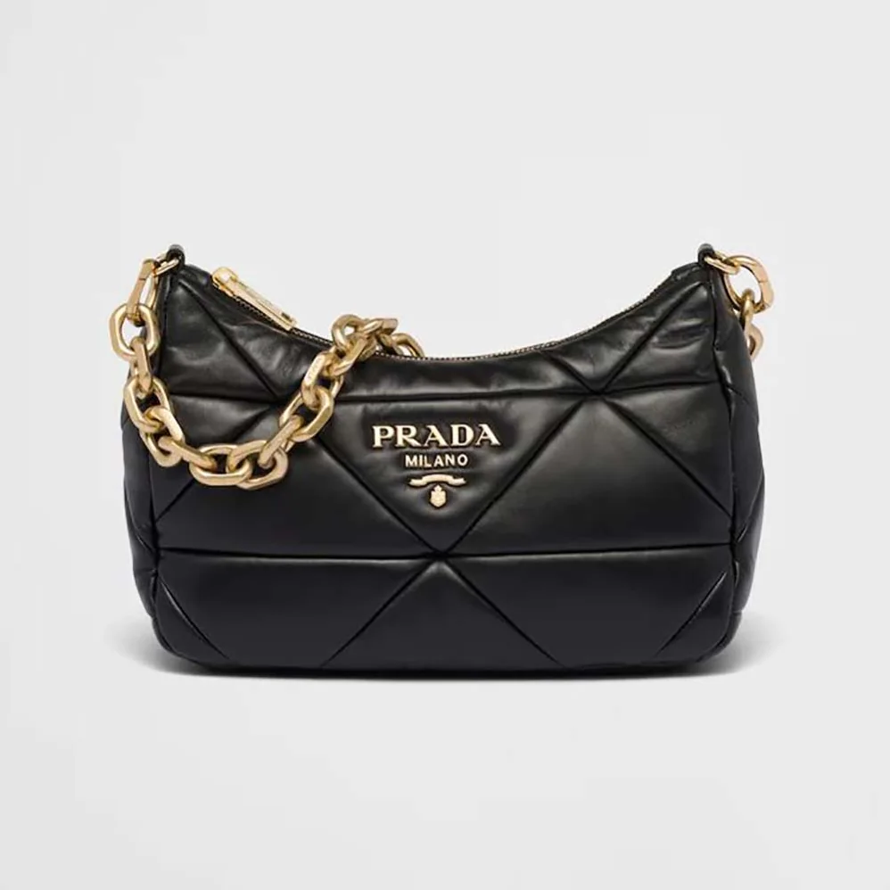 Prada System Nappa Leather Patchwork Bag for Women in Black Prada System Nappa Leather Patchwork Bag for Women in Black
