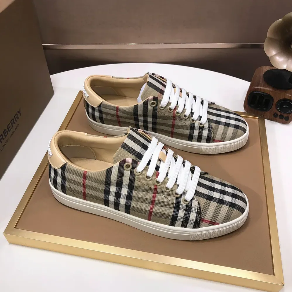 Burberry Check and Leather Sneakers-80497771 for Unisex