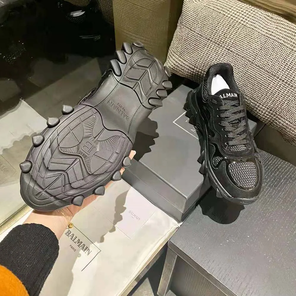 Balmain B-East Trainer in Leather Suede and Mesh for Unisex in Black