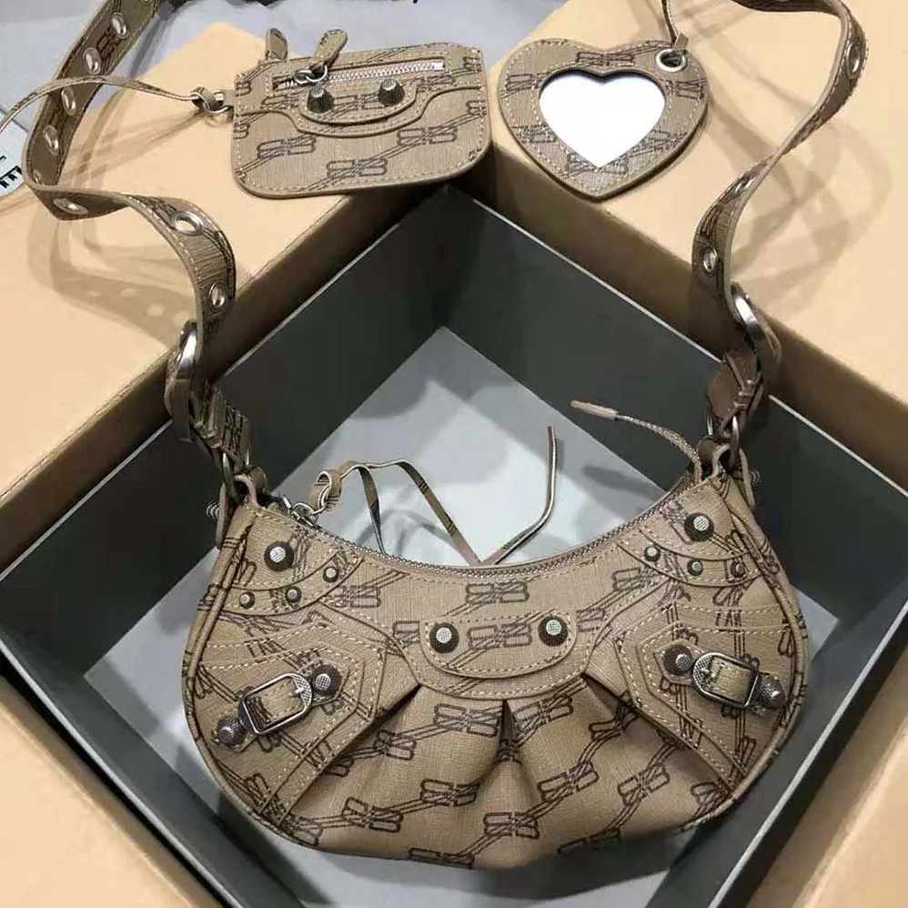 Balenciaga Le Cagole Mini Bag with Chain BB Monogram Coated Canvas in Beige for Women