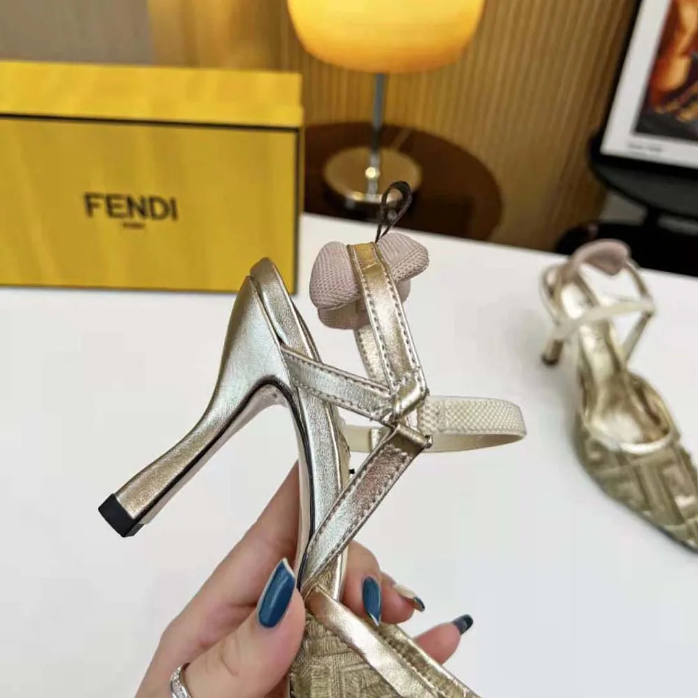 Fendi Colibrì Lite Gold Mesh High for Women in Heeled Slingbacks