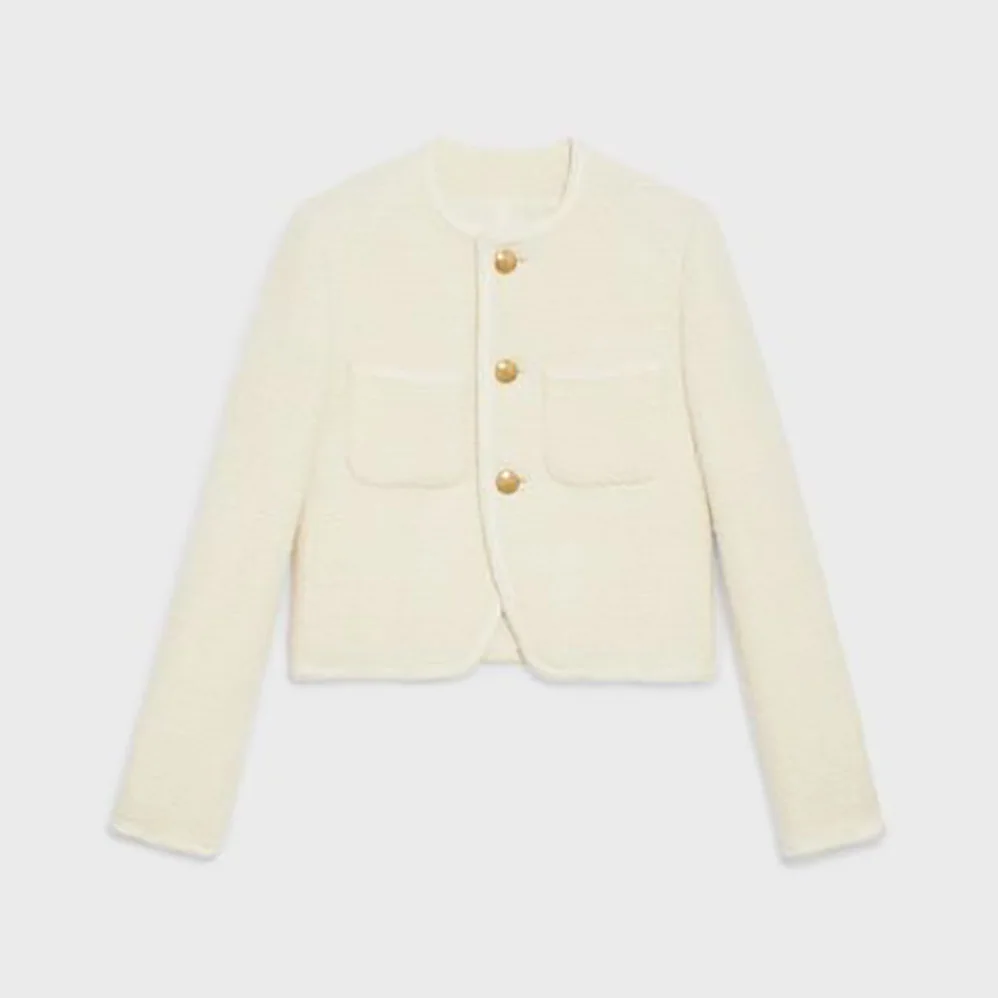 Celine Chasseur Jacket in Boucle Tweed for Women in White Celine Chasseur Jacket in Boucle Tweed for Women in White