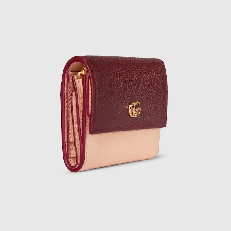 Gucci Bi-Color GG Marmont Mini Wallet Rosso Ancora Red in Pink / Gucci Bi-Color GG Marmont Mini Wallet Rosso Ancora Red in Pink /