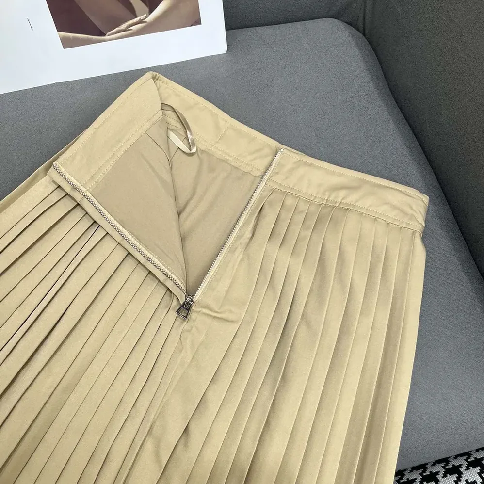 Dior Pleated Mid-Length Skirt Beige Cotton Gabardine for Women Dior Pleated Mid-Length Skirt Beige Cotton Gabardine for Women