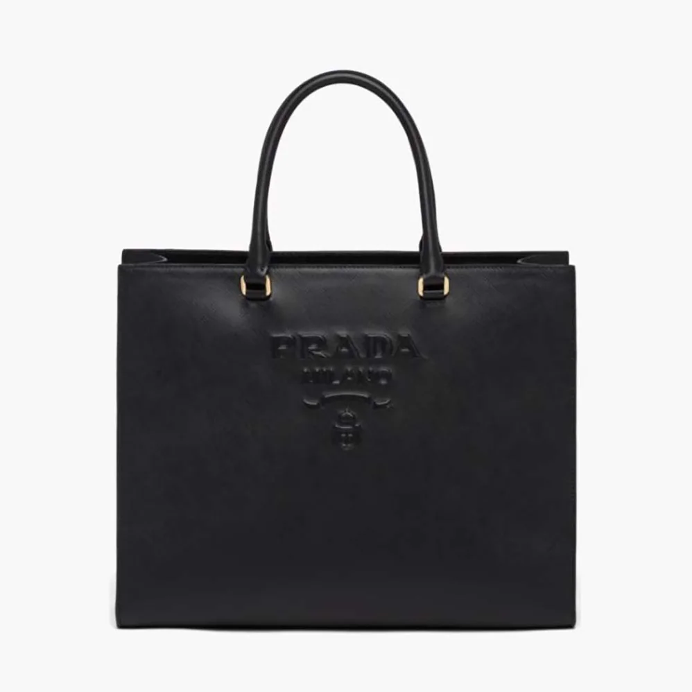 Prada Large Saffiano Leather Handbag for Women in Black