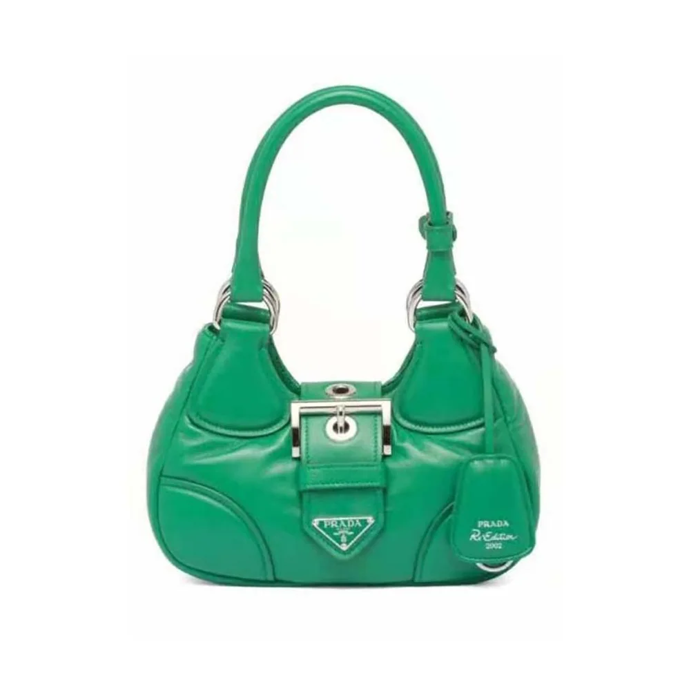 Prada Moon Re-Nylon and Leather Bag for Women in Green Prada Moon Re-Nylon and Leather Bag for Women in Green