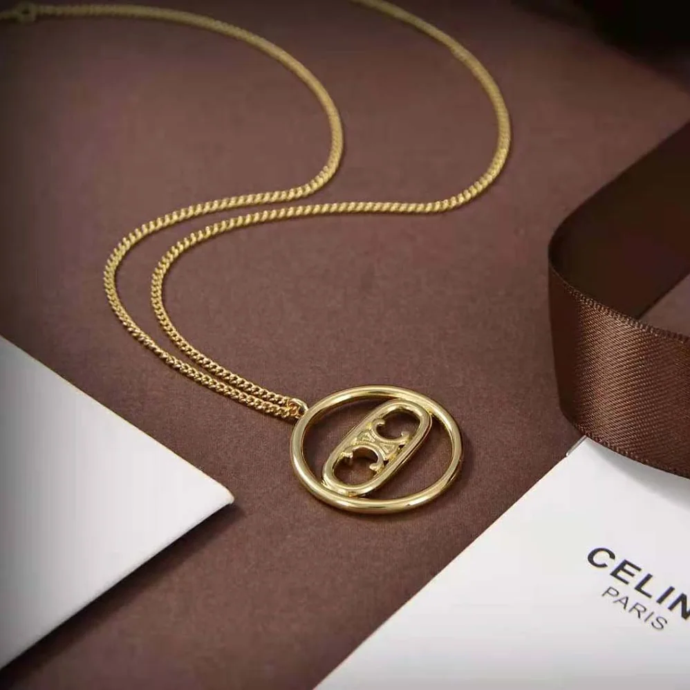 Celine Maillon Triomphe Bold Necklace in Brass with Gold Finish for Women