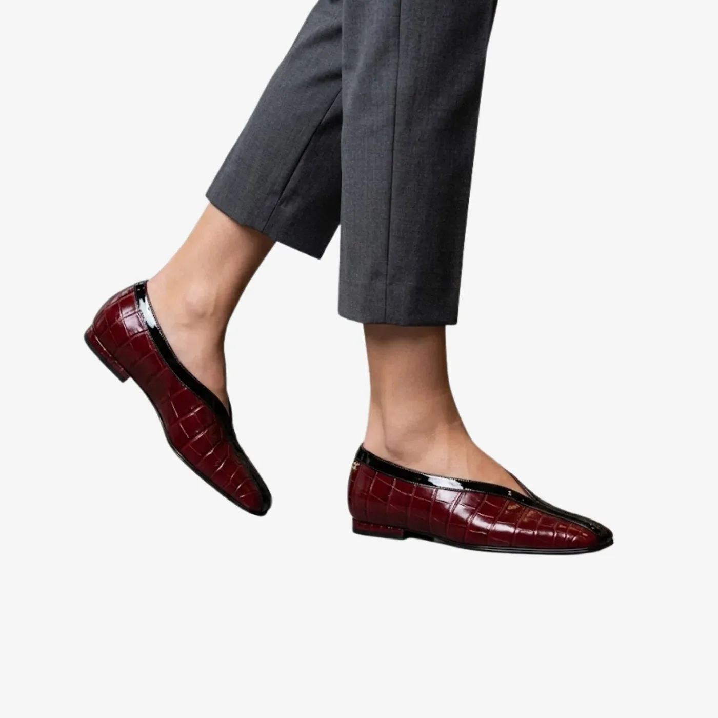 Chanel Ballet Flats Burgundy/ Black --U9719