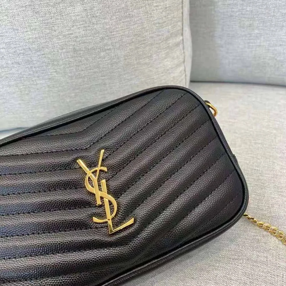 Saint Laurent YSL Lou Mini Bag in Quilted Grain DE Poudre Embossed Leather for Women in Black Saint Laurent YSL Lou Mini Bag in Quilted Grain DE Poudre Embossed Leather for Women in Black