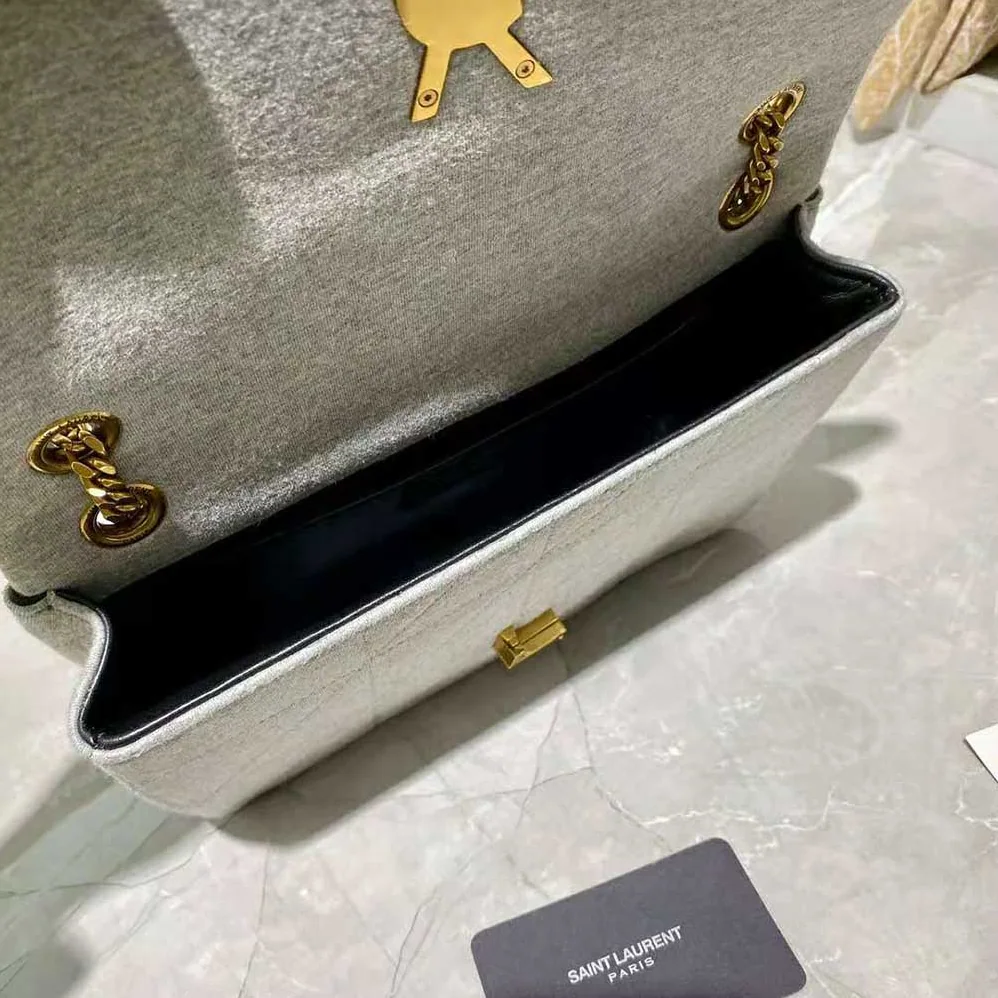 Saint Laurent YSL Jamie Medium Carre Rive Gauche in Jersey for Women in Silver