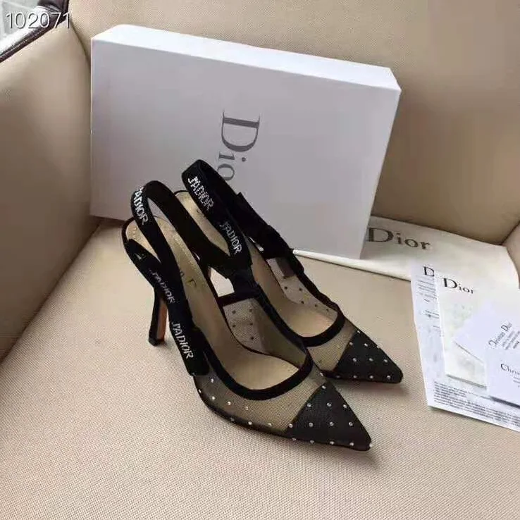 Dior J'adior Slingback Gold-Tone Dotted Swiss 10 cm Heel for Women in Black Dior J'adior Slingback Gold-Tone Dotted Swiss 10 cm Heel for Women in Black