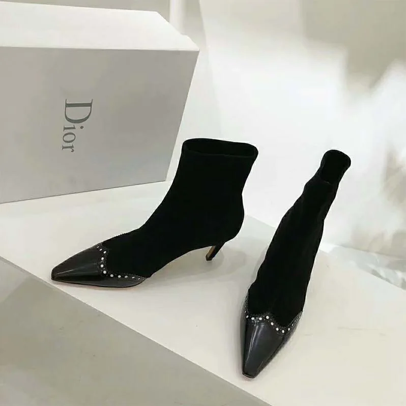 Dior Spectadior Ankle Boot in Stretch Suede Calfskin 65mm Heel for Women in Black Dior Spectadior Ankle Boot in Stretch Suede Calfskin 65mm Heel for Women in Black