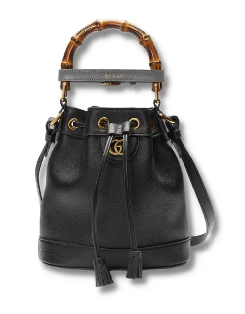 Diana Mini Bucket Bag Black in White/Brown / UAAAY