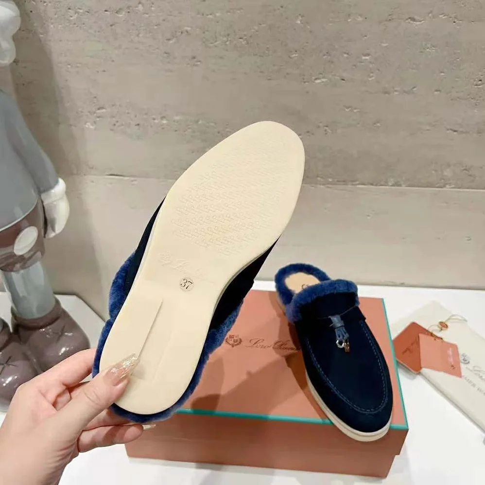 Loro Piana Charms Walk Babouche Loafers for Unisex in Navy