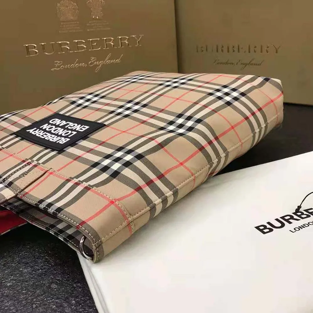 Burberry Logo Applique Vintage Check Cotton Blend Tote for Men