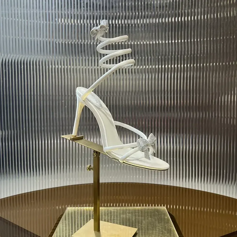Rene Caovilla Cleo Ivory Sandal with Bows 105 for Women Rene Caovilla Cleo Ivory Sandal with Bows 105 for Women