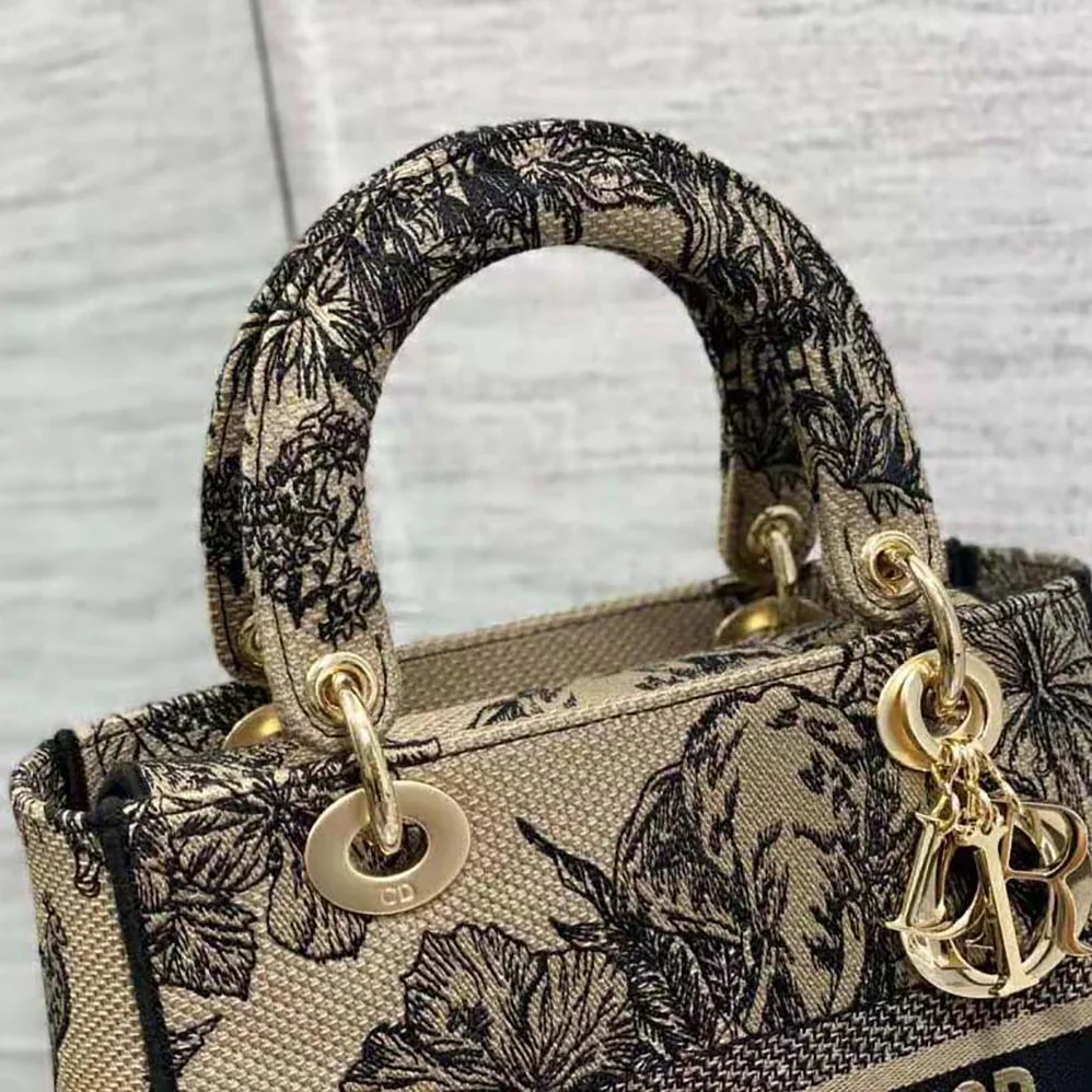 Dior Medium Lady D-lite Bag Beige Multicolor Toile de Jouy Voyage Embroidery for Women