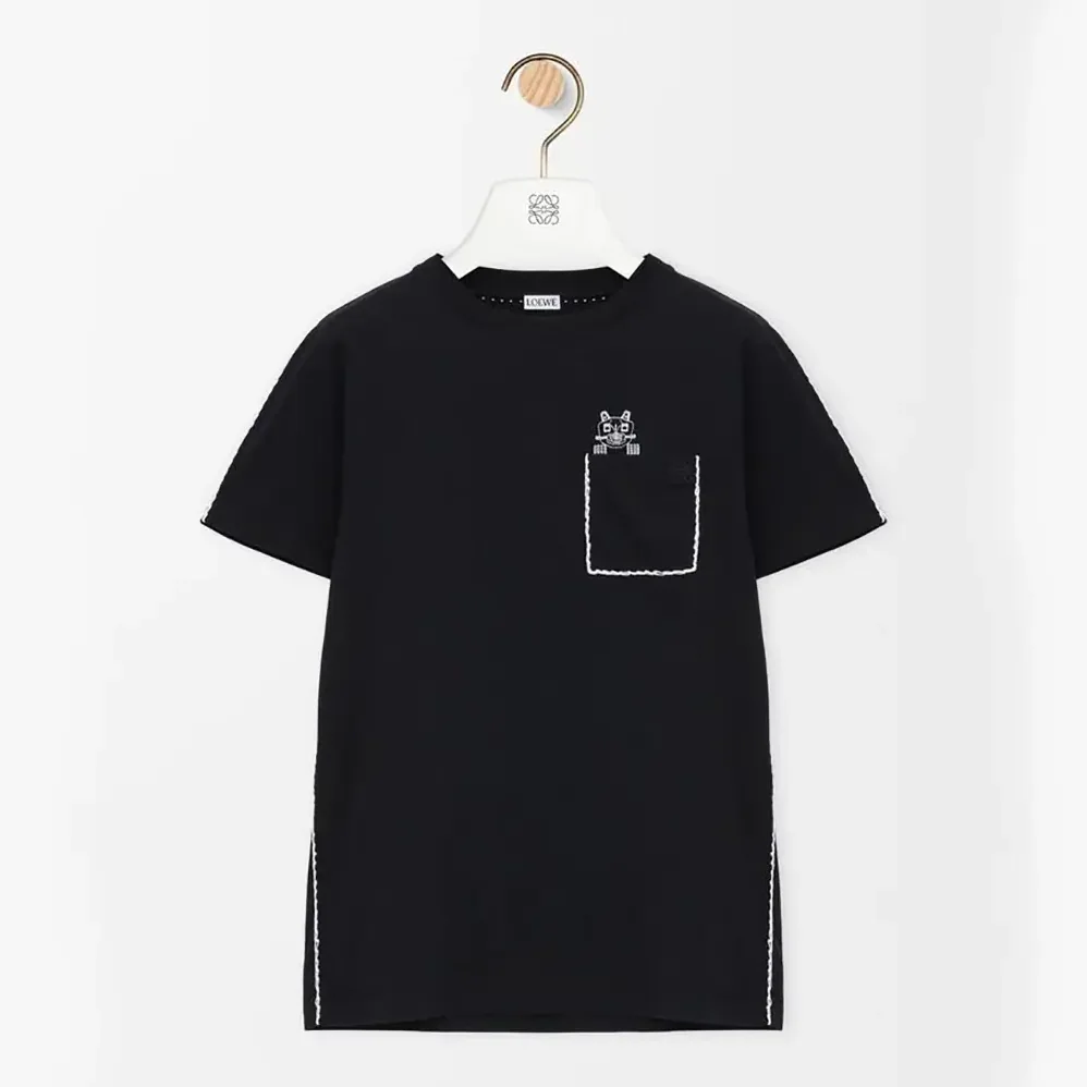 Loewe Regular Fit T-Shirt in Cotton for Men in Black Loewe Regular Fit T-Shirt in Cotton for Men in Black