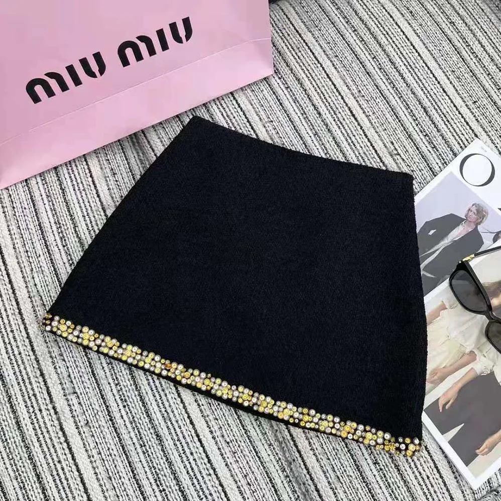 Miu Miu Embroidered Tweed Miniskirt-MG2135_139N_F0002 for Women Miu Miu Embroidered Tweed Miniskirt-MG2135_139N_F0002 for Women