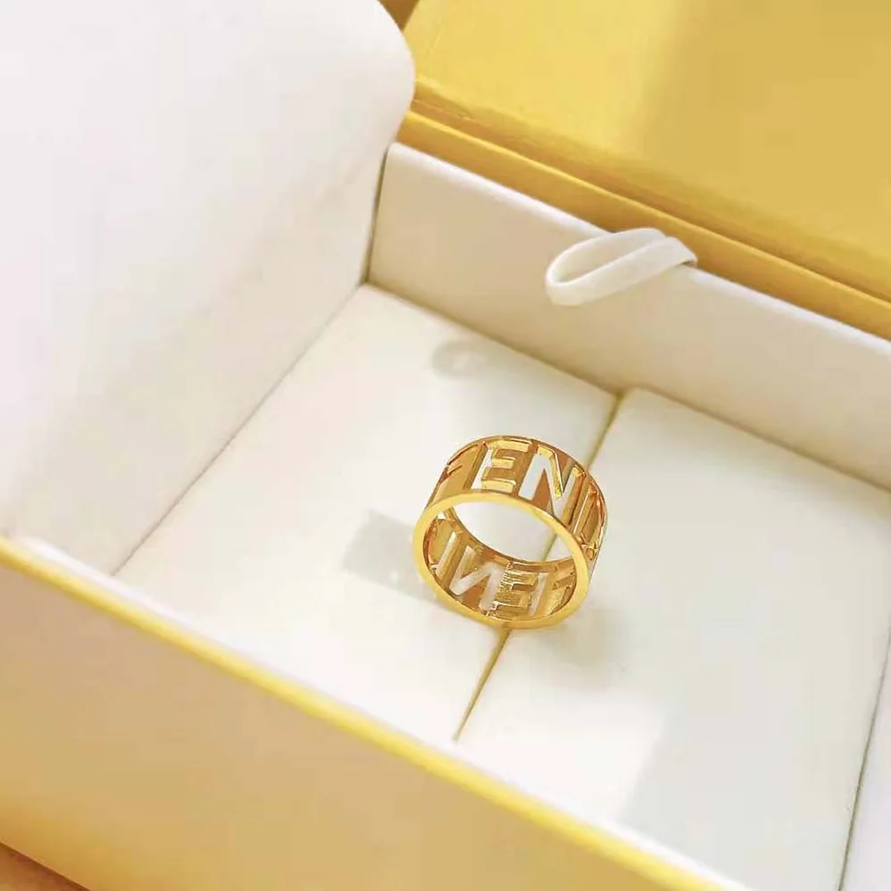Fendi Wide Band Ring with Laser for Women in Cut Fendi Lettering
