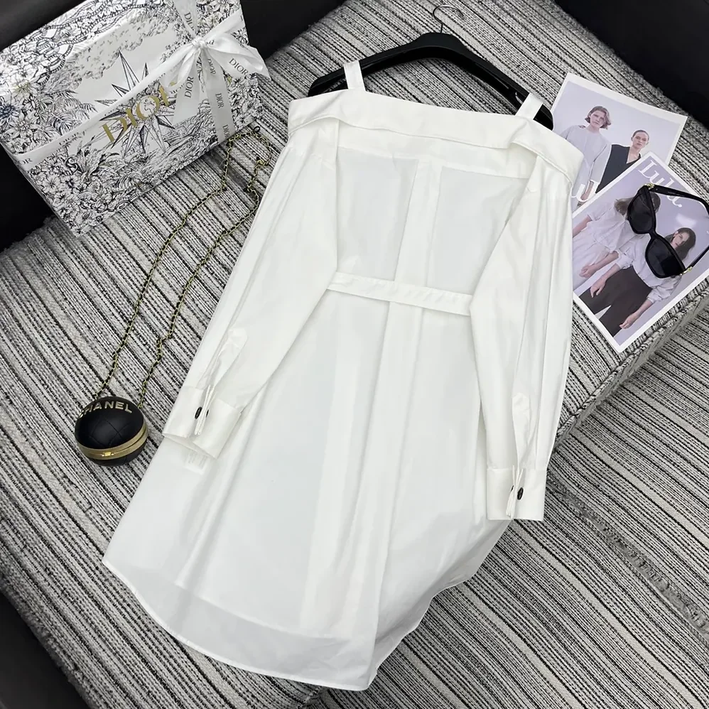 Dior Shirtdress White Lightweight Cotton and Silk Poplin for Women