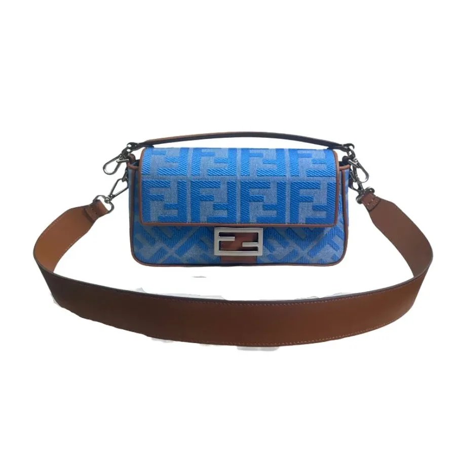 Fendi Denim Bag With FF Embroidery Blue /
