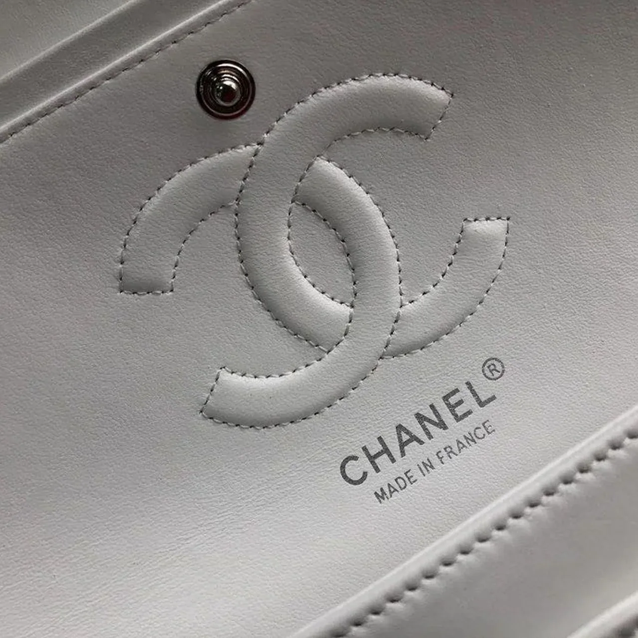 Chanel Classic Double Flap Bag Medium Crossbody in White Silver Hardware